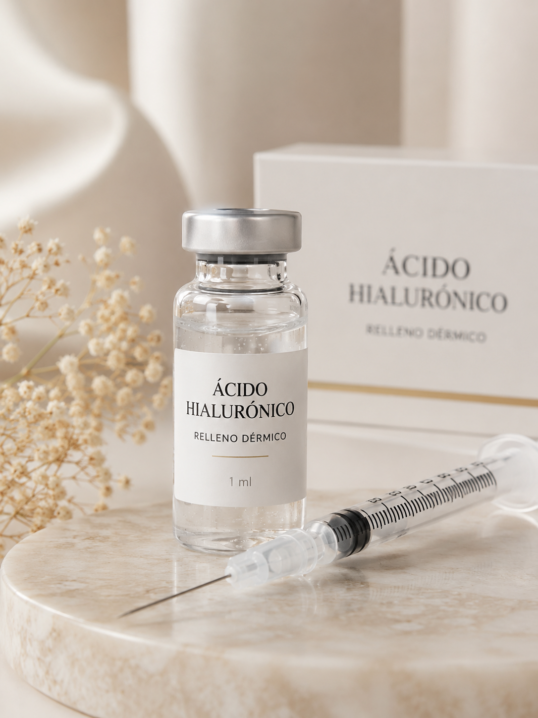 Ampolla de ácido hialurónico, relleno dérmico